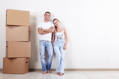 Moving van and packed boxes outside a Ruislip home