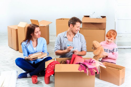 Packed student belongings ready for collection and delivery in Ruislip