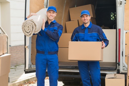 Boxes and furniture loaded for a cubic-yard based removal job