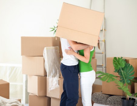 Removal van and organised boxes prepared for a Ruislip move