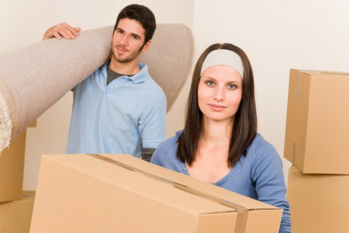 Packed boxes and protective wrapping prepared for removals