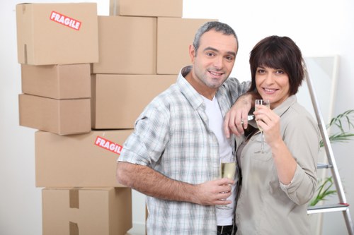 Office furniture and equipment prepared for a local commercial move